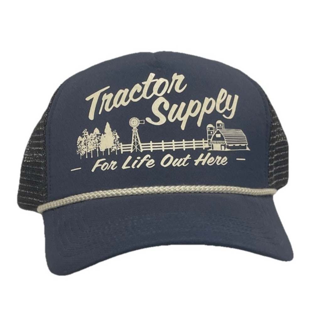 Tractor Supply Co Trucker Hat Blue Snapback Closure For Life Out Here NWT